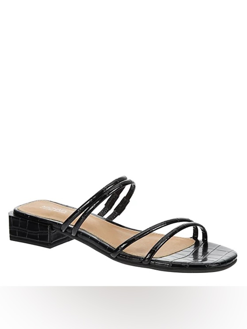Michael Shannon Black Croc-Embossed Strappy Mule